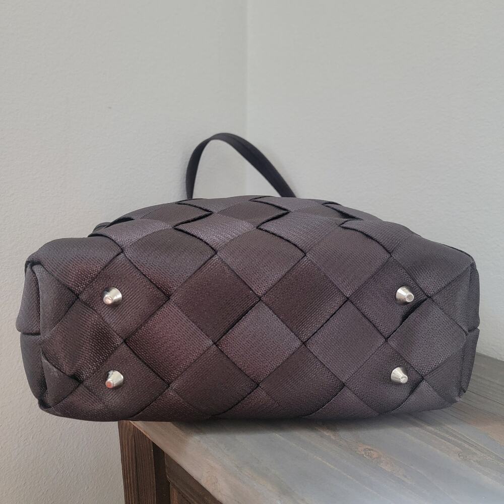 Maggie Bags Recycled Thick Seatbelt Webbing Tote Shoulder Bag Brown Purple 13x9‎ - Picture 16 of 16